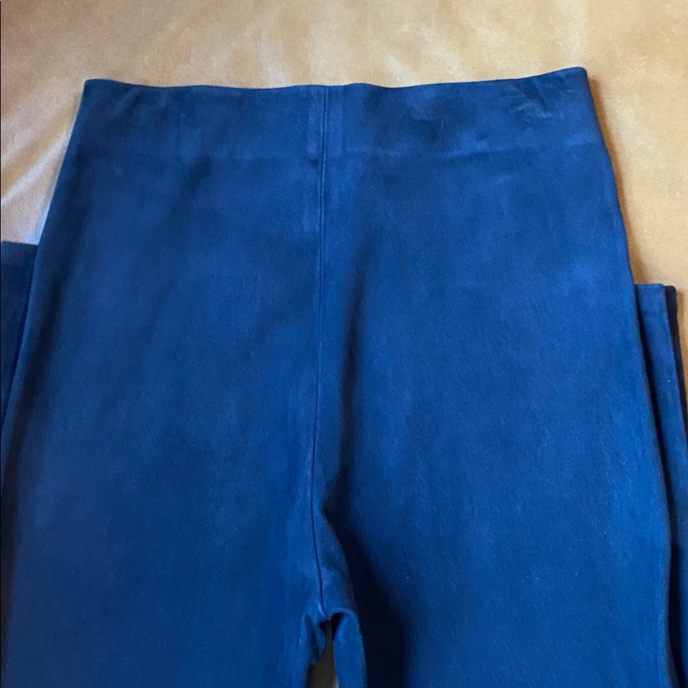 Vince 100% Suede Split Hem Crop Cigarette Pants Navy Holly Go Lightly NWOT - Picture 9 of 10